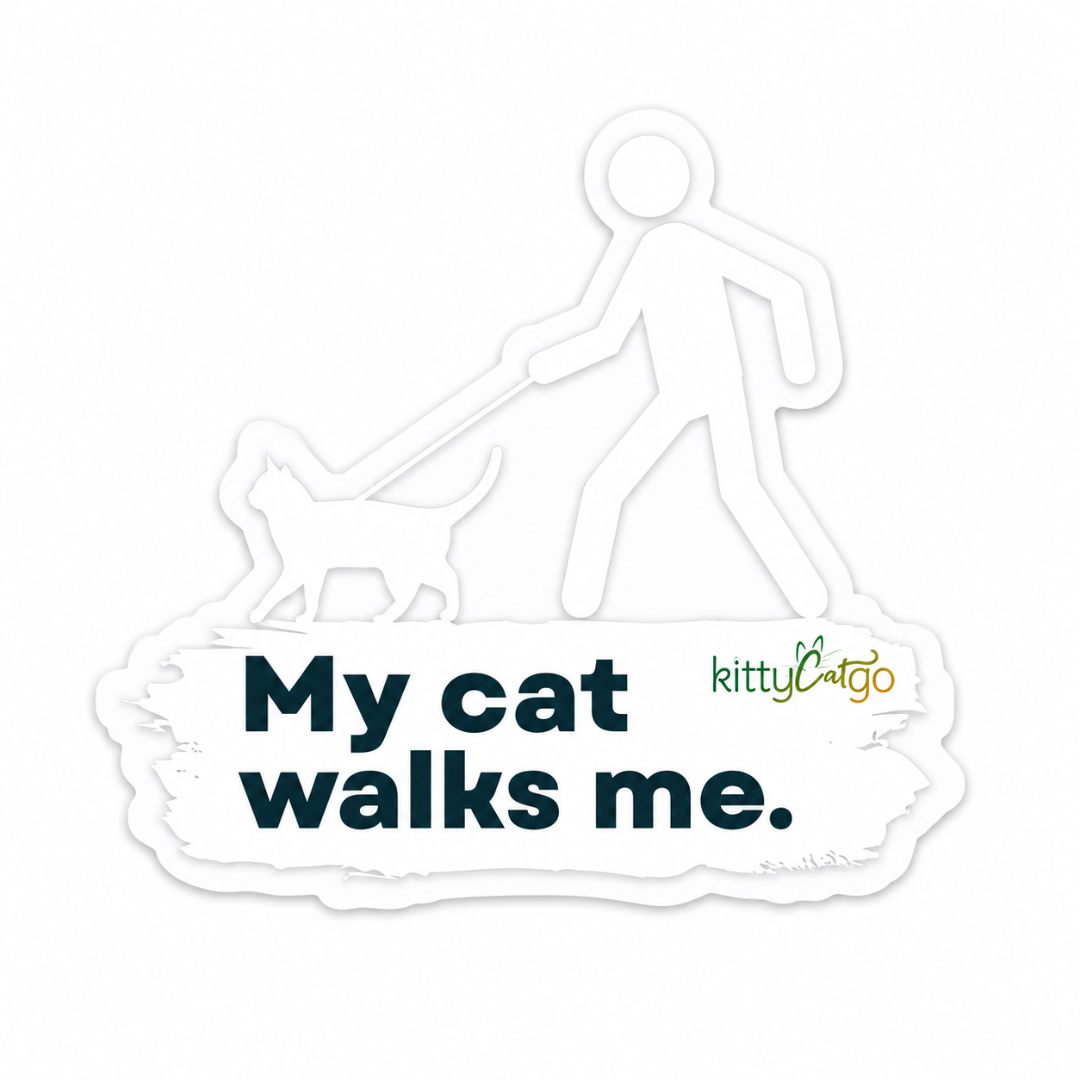 "My Cat Walks Me" Sticker