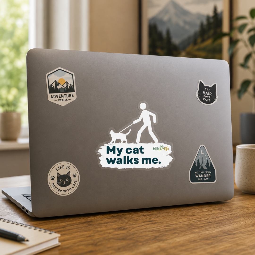 "My Cat Walks Me" Sticker